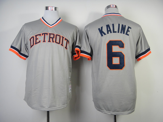 Men Detroit Tigers #6 Kaline Grey Throwback MLB Jerseys